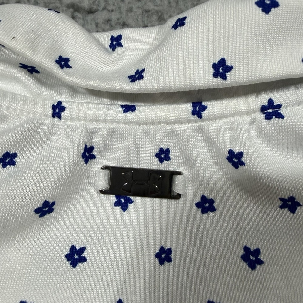 Under Armour Tank Top Golf Womens XS White Floral 1/4 Zip Sleeveless Lightweight - Picture 7 of 7